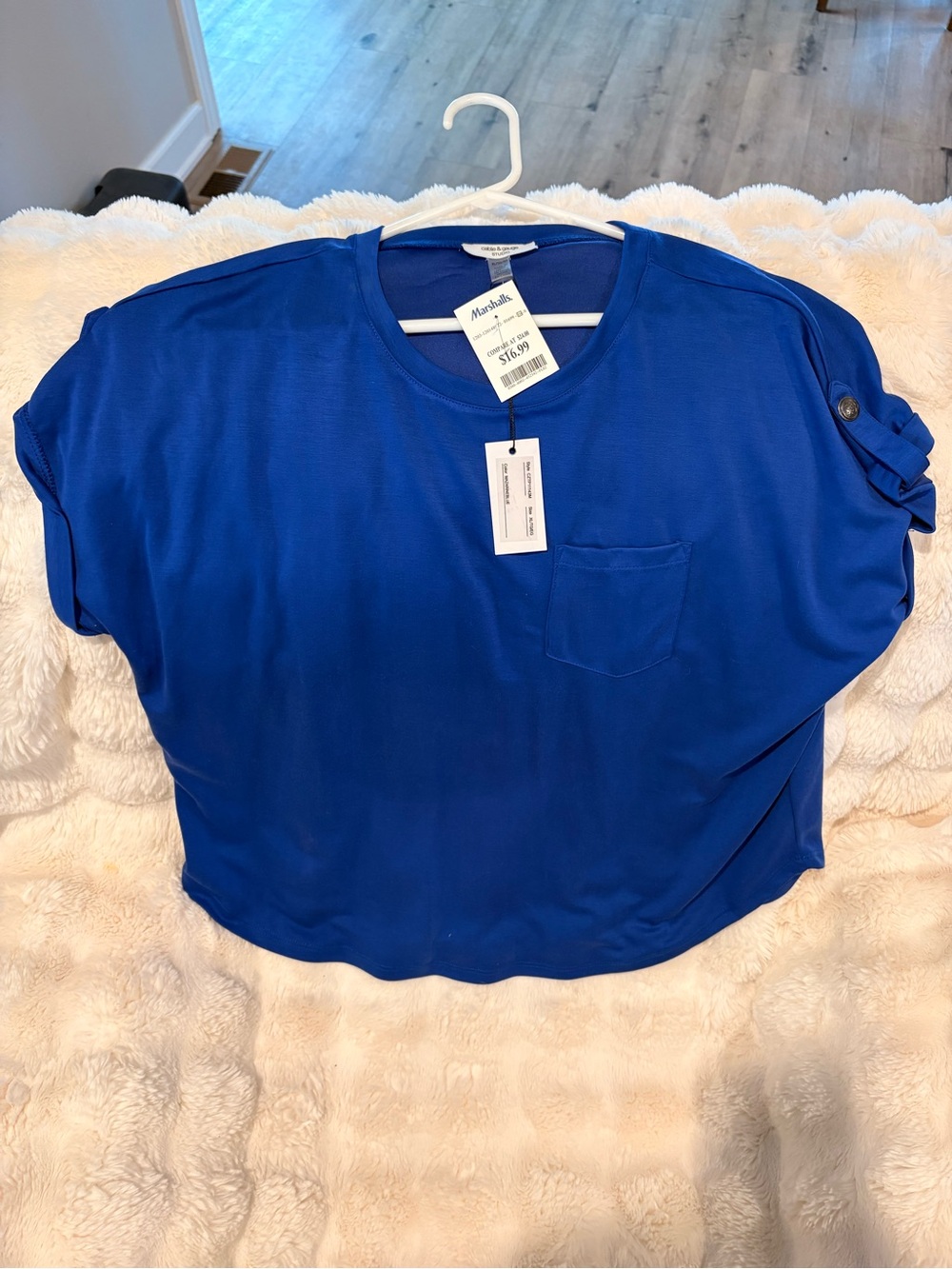Blue Women's Short Sleeve Pocket Tee